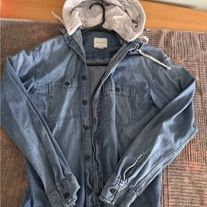 Men's Blue Denim Jacket with Hood American Eagle